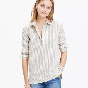 MADEWELL Striped Pocket Popover Shirt Red + Blue S